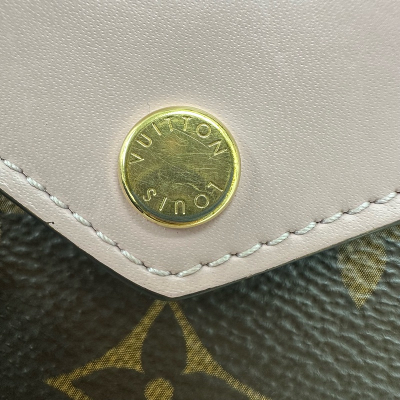 LV 經典老花拼粉紅色 三摺小銀包-10