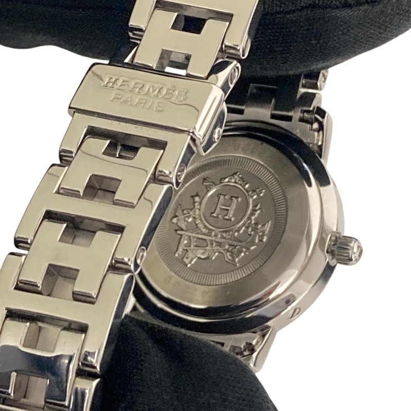 HERMES 愛馬仕 CLIPPER CL4.230 不鏽鋼/水鑽 石英 電池式 貝母錶盤 銀色錶帶 女錶-1