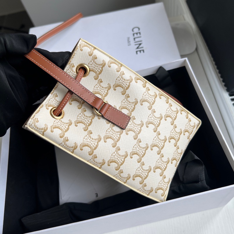 Celine 白色 水桶包 超能裝的小包包 實用主義愛慘❤️全套配件-4