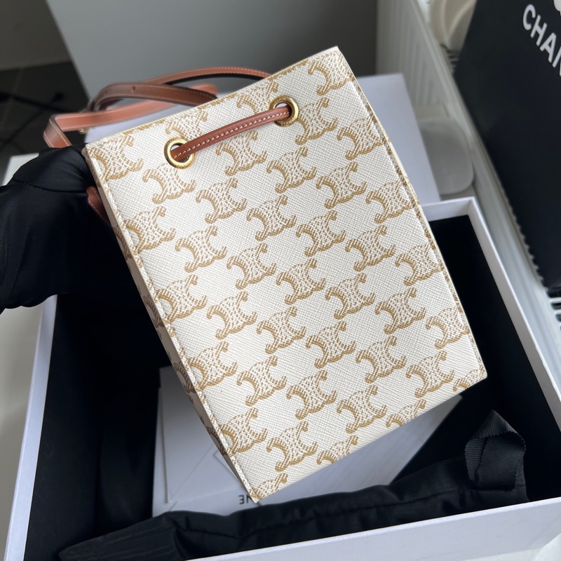 Celine 白色 水桶包 超能裝的小包包 實用主義愛慘❤️全套配件-5
