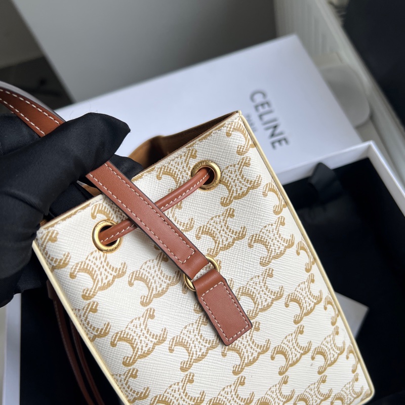 Celine 白色 水桶包 超能裝的小包包 實用主義愛慘❤️全套配件-6