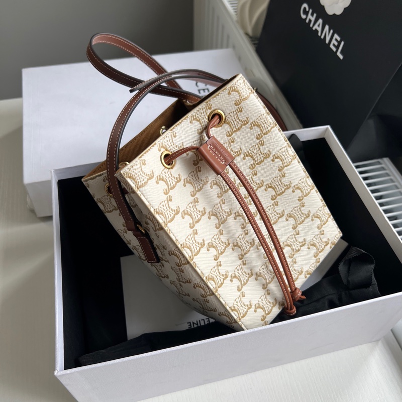 Celine 白色 水桶包 超能裝的小包包 實用主義愛慘❤️全套配件-8