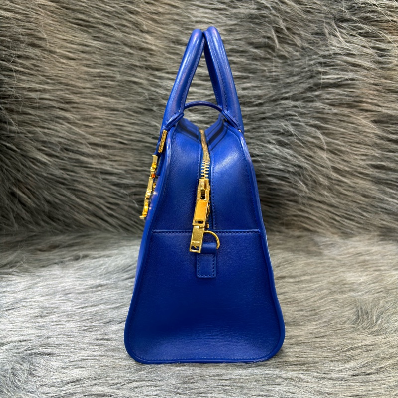 YSL 372087 Cabas Mini 皇家藍 牛皮 金釦 手提包 肩背包 斜背包 兩用包 學院包-6