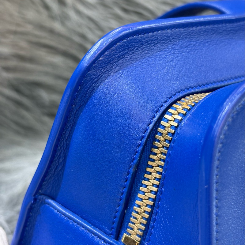YSL 372087 Cabas Mini 皇家藍 牛皮 金釦 手提包 肩背包 斜背包 兩用包 學院包-23
