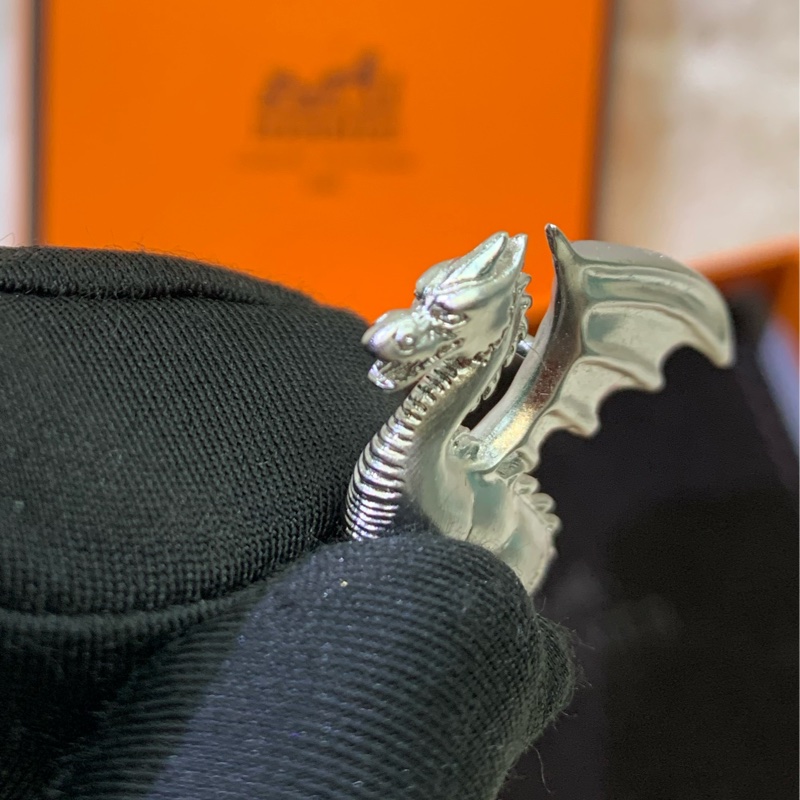 Hermes 愛馬仕 銀色 飛龍胸針 I454-10