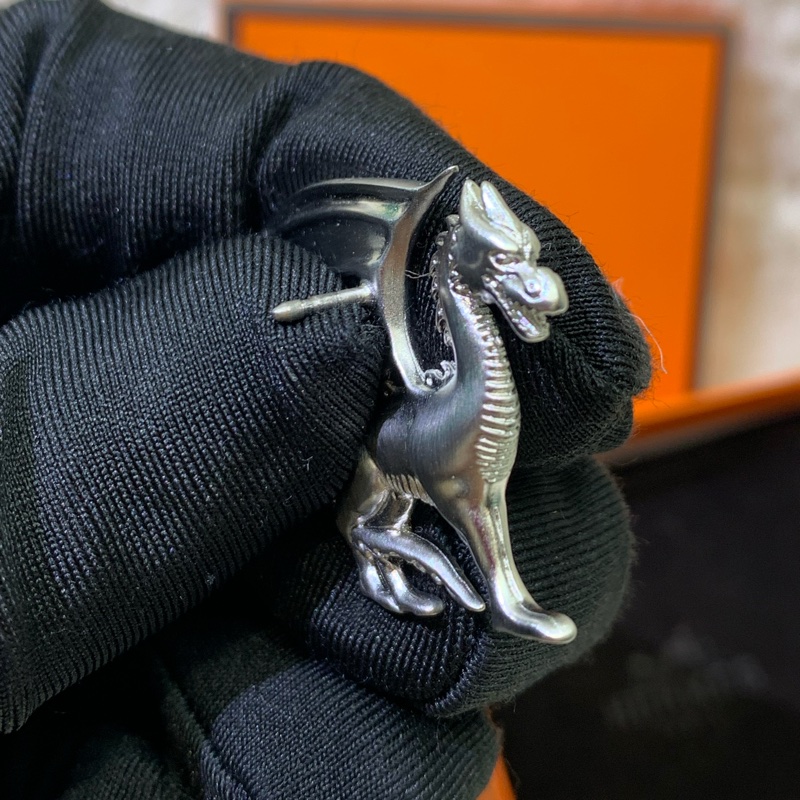 Hermes 愛馬仕 銀色 飛龍胸針 I454-22