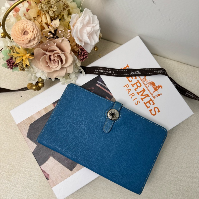 Hermès Béarn Wallet 藍色長夾-1