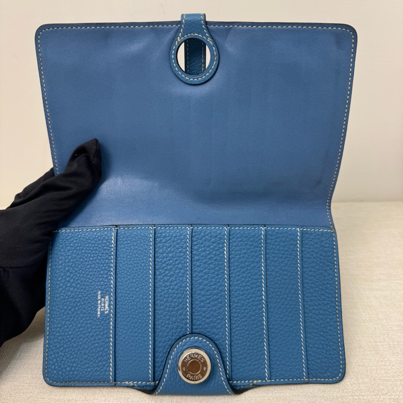 Hermès Béarn Wallet 藍色長夾-4