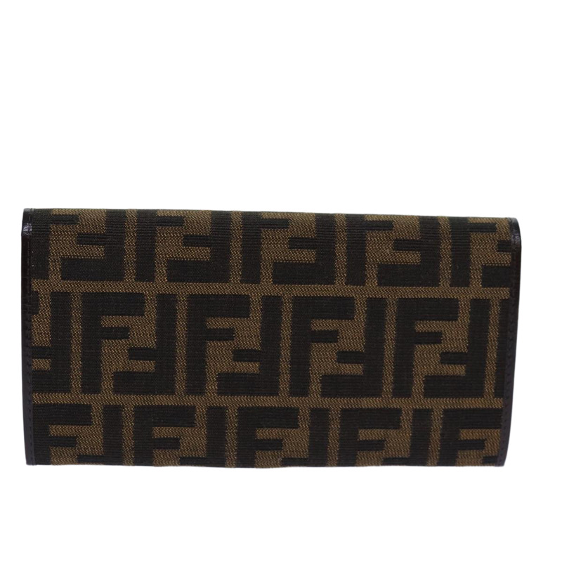 【日本直送】FENDI Zucca帆布長版皮夾 黑色 棕色 銀色 正品 am6788-1
