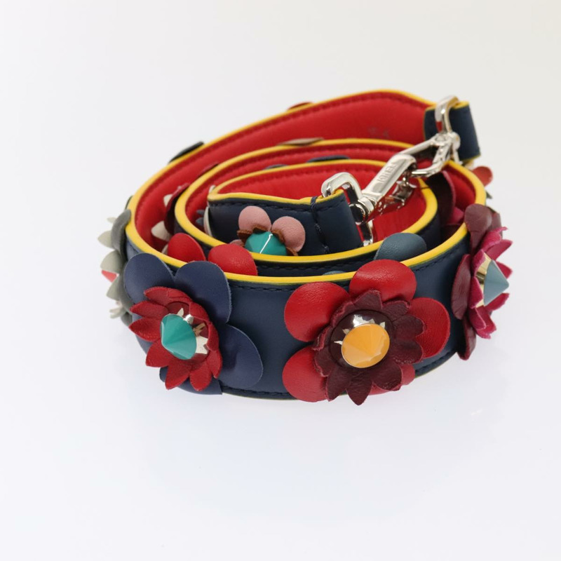 【日本直送】FENDI 花朵肩帶皮革 31.9 英吋 藍色銀色 正品 90205-3