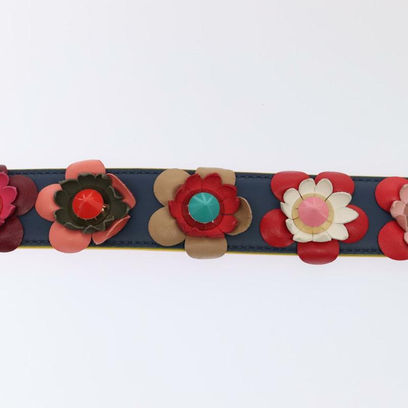 【日本直送】FENDI 花朵肩帶皮革 31.9 英吋 藍色銀色 正品 90205-8