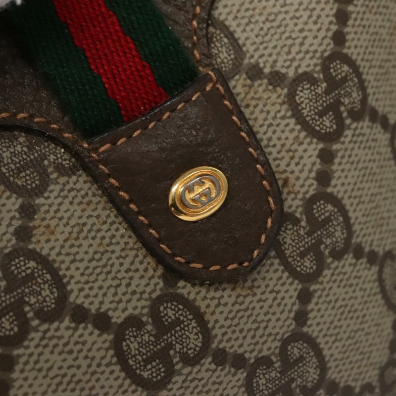 【日本直送】GUCCI GG Supreme Web Sherry Line 單肩包 PVC 米色 棕色 銀色 正品 BA103-14