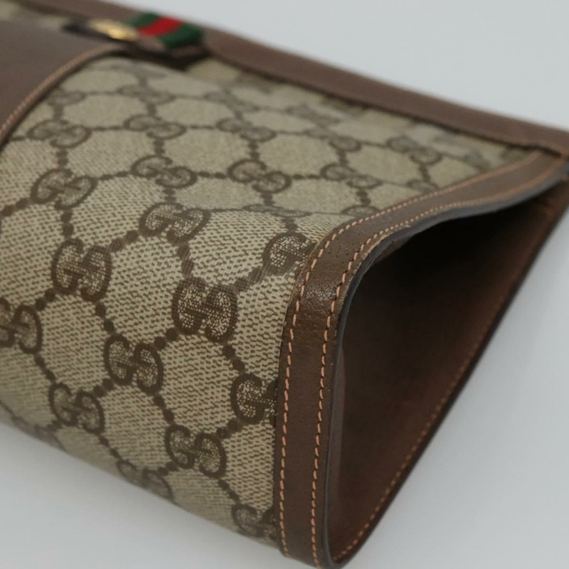 【日本直送】GUCCI GG Supreme Web Sherry Line 手拿包 PVC 米色 紅色 156 01 033 正品 MY044-6