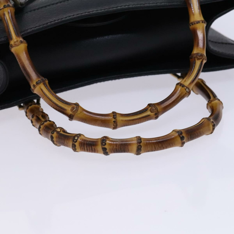 【日本直送】GUCCI 竹節手提包 皮革 黑金色 002 1186 0260 正品 ep7827-6