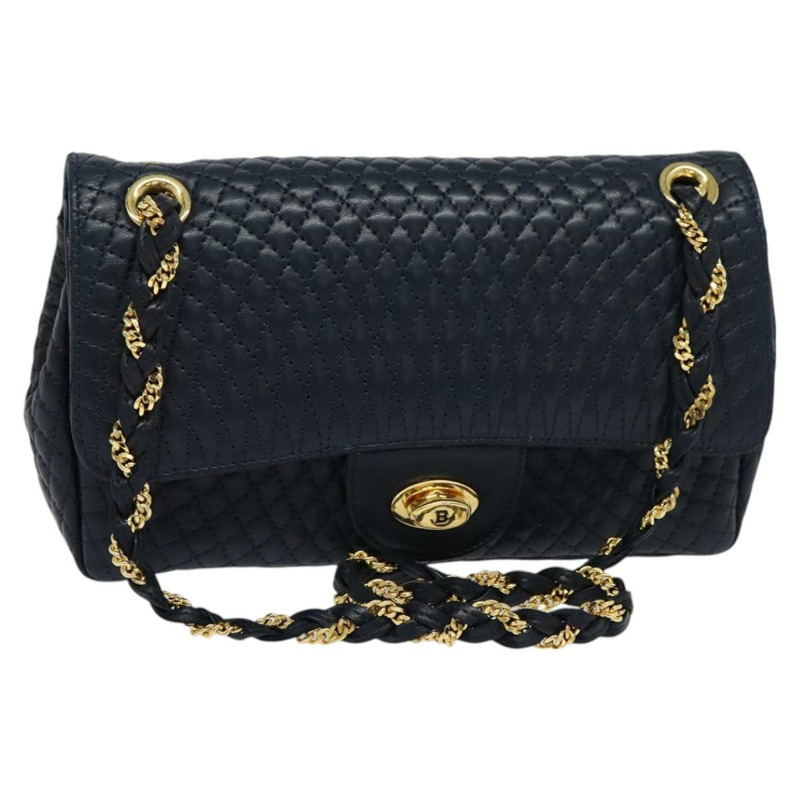 【日本直送】BALLY 鏈條單肩包 皮革 海軍藍 金色 正品 BD1354-0