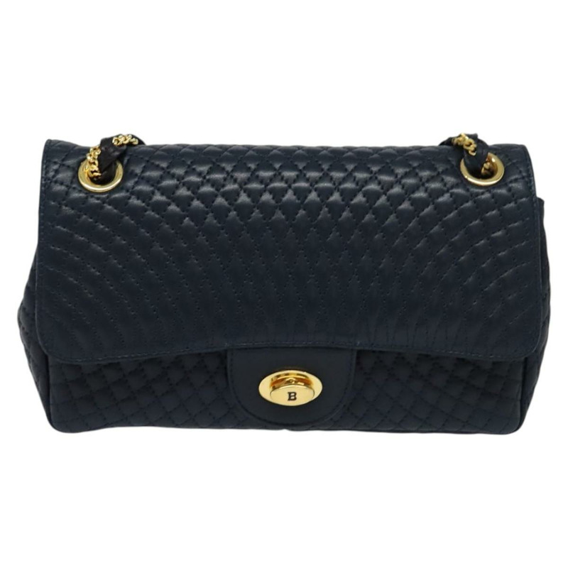 【日本直送】BALLY 鏈條單肩包 皮革 海軍藍 金色 正品 BD1354-12