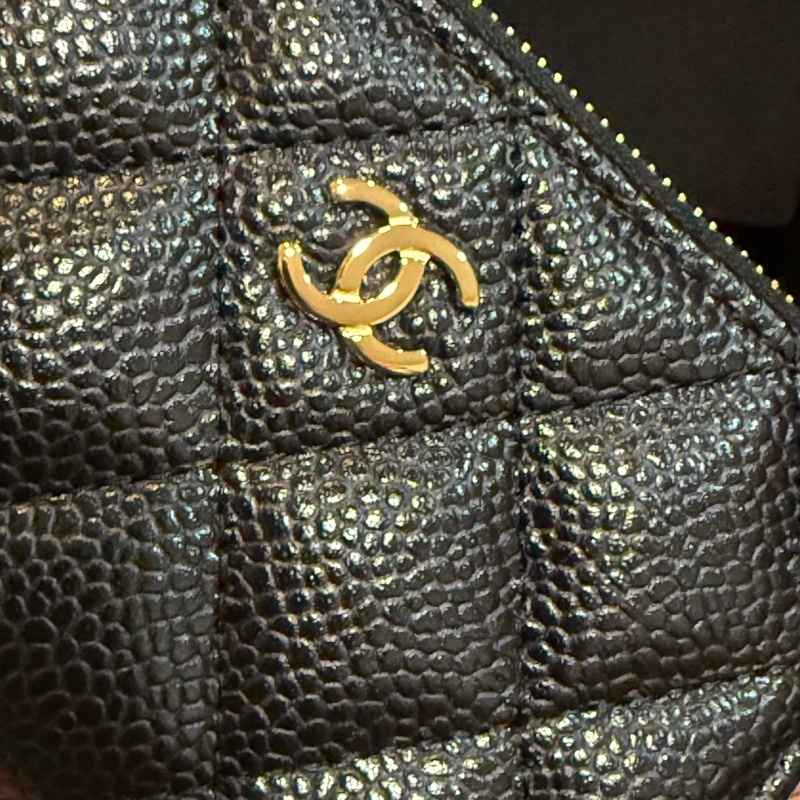 Chanel荔枝皮黑金ㄇ字夾-7