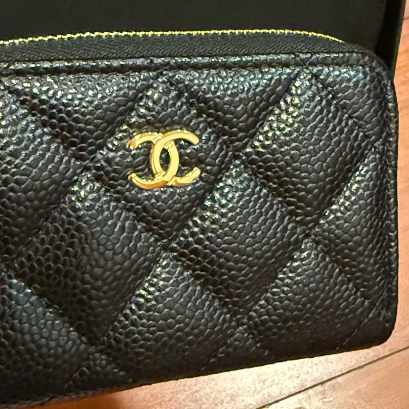 Chanel荔枝皮黑金ㄇ字夾-31