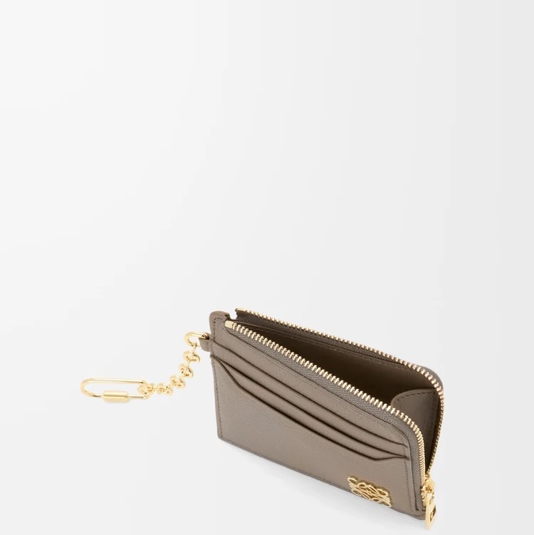 Loewe 小牛皮 卡片 零錢包 黑色 灰褐色-4