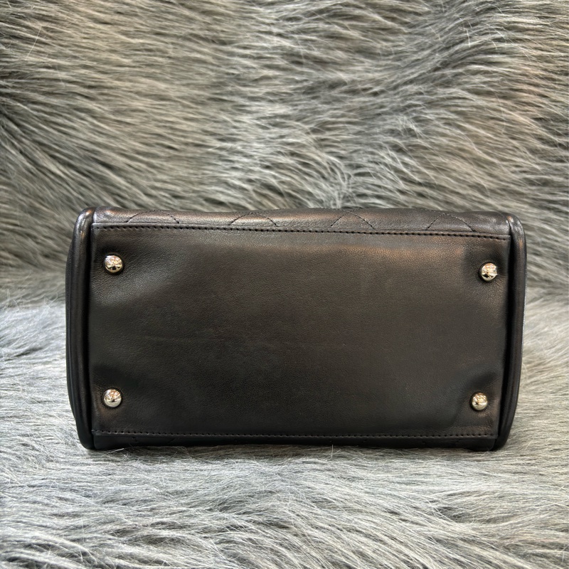 CHANEL 黑色 全皮 皮穿鍊 銀鍊 金屬 LOGO 雙C 拉鍊 手提包 肩背包 老香包 吐司包 側背包 公事包 豆腐包-4