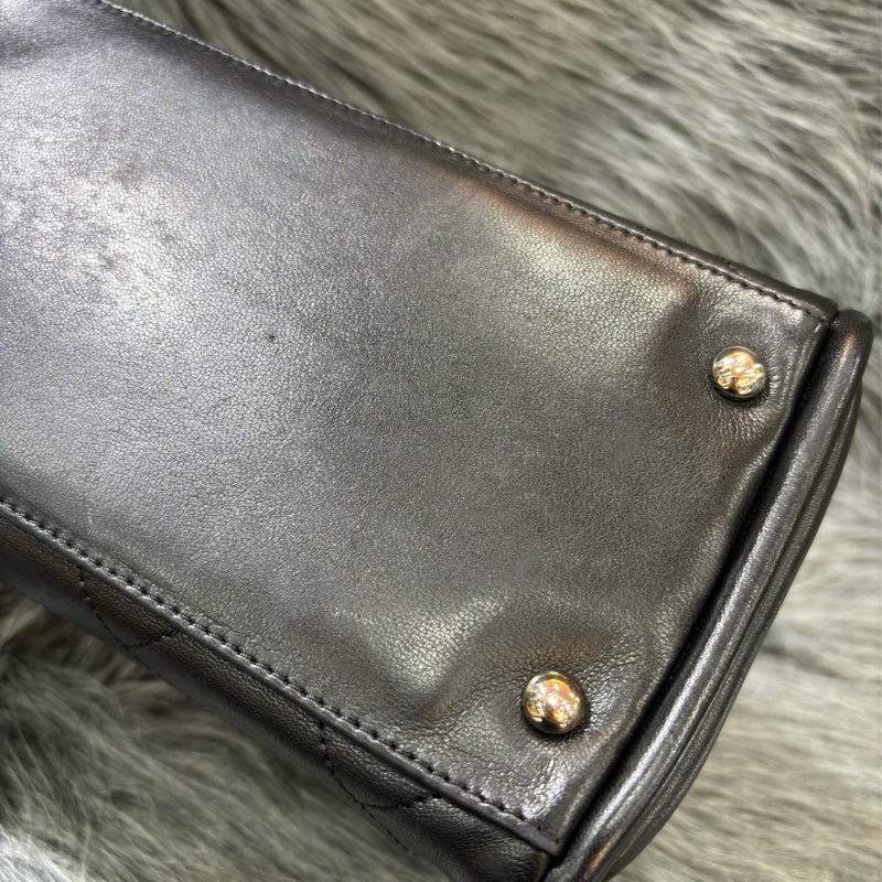 CHANEL 黑色 全皮 皮穿鍊 銀鍊 金屬 LOGO 雙C 拉鍊 手提包 肩背包 老香包 吐司包 側背包 公事包 豆腐包-10