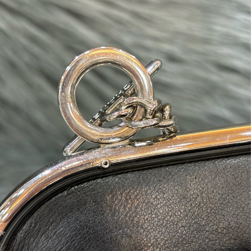 CHANEL 黑色 全皮 皮穿鍊 銀鍊 金屬 LOGO 雙C 拉鍊 手提包 肩背包 老香包 吐司包 側背包 公事包 豆腐包-24