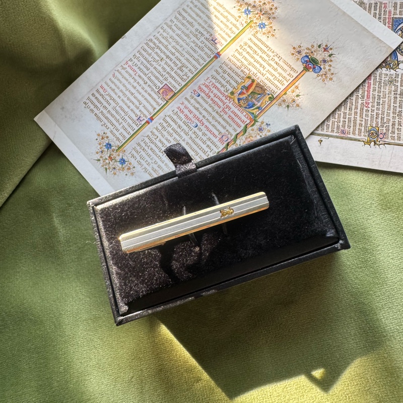 古董 Celine 小馬車 金屬領太夾 領帶夾子 西裝配飾-1