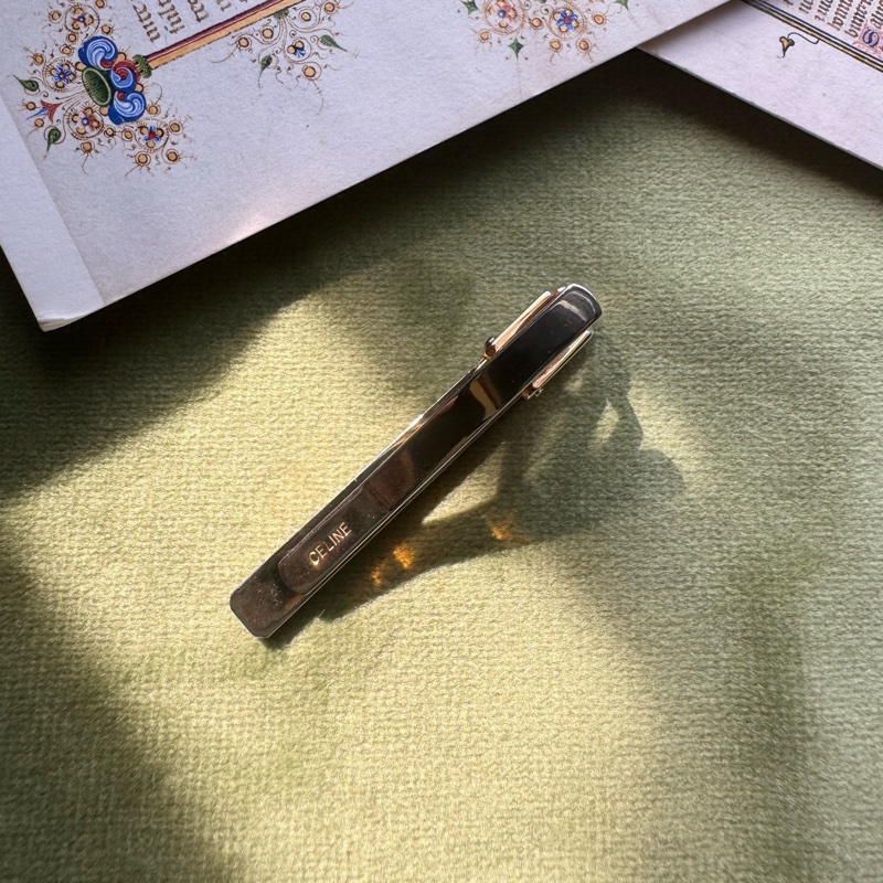 古董 Celine 小馬車 金屬領太夾 領帶夾子 西裝配飾-4