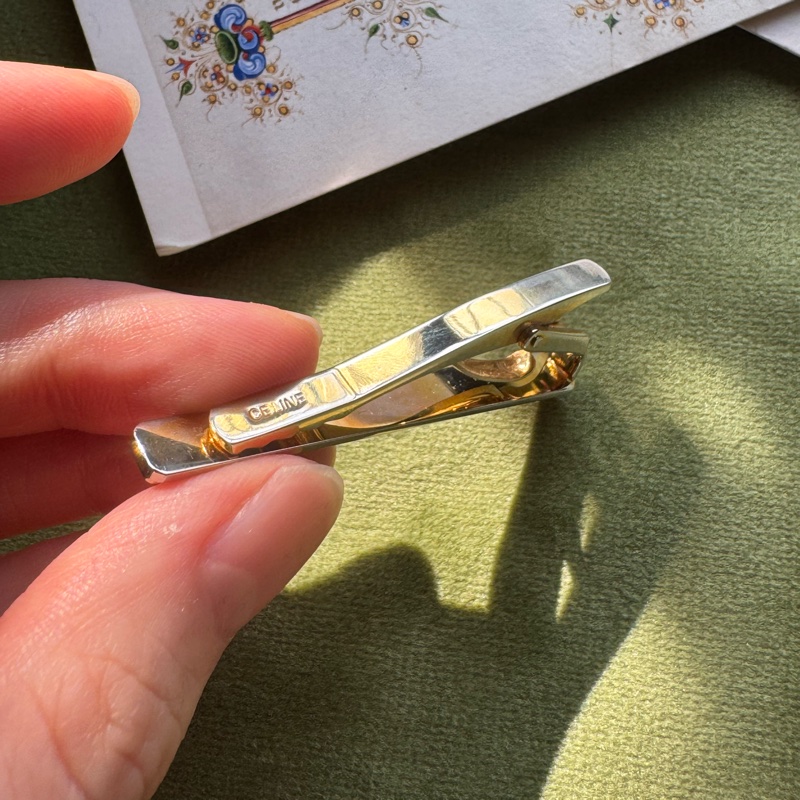 古董 Celine 小馬車 金屬領太夾 領帶夾子 西裝配飾-6