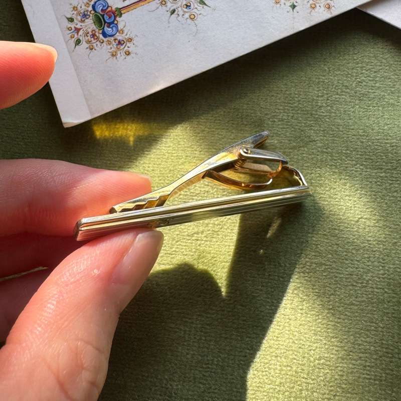古董 Celine 小馬車 金屬領太夾 領帶夾子 西裝配飾-7