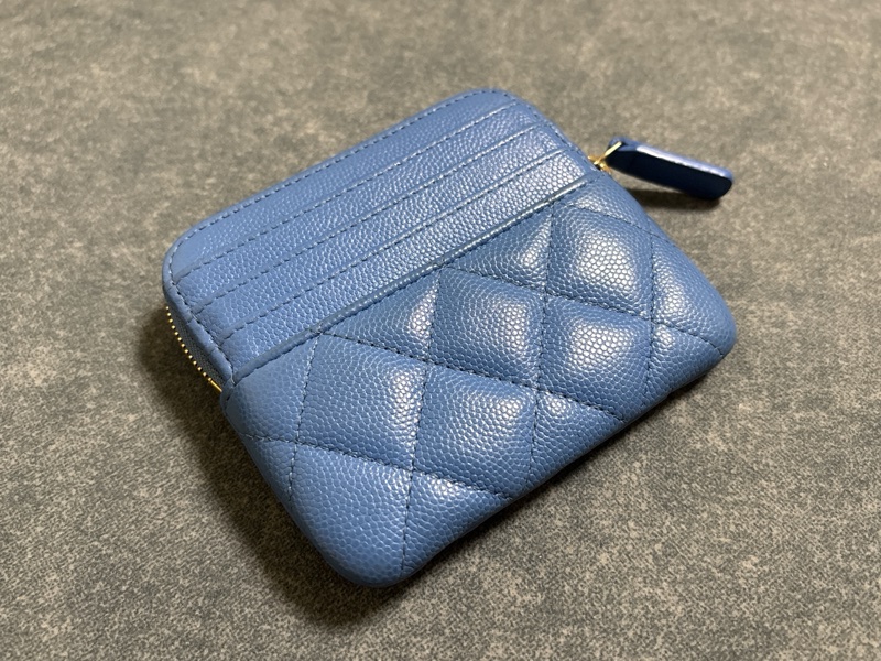 Chanel 莫蘭迪藍金扣吐司卡包|短夾-6