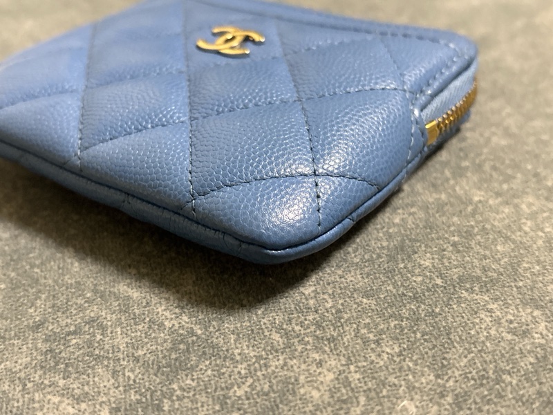Chanel 莫蘭迪藍金扣吐司卡包|短夾-13