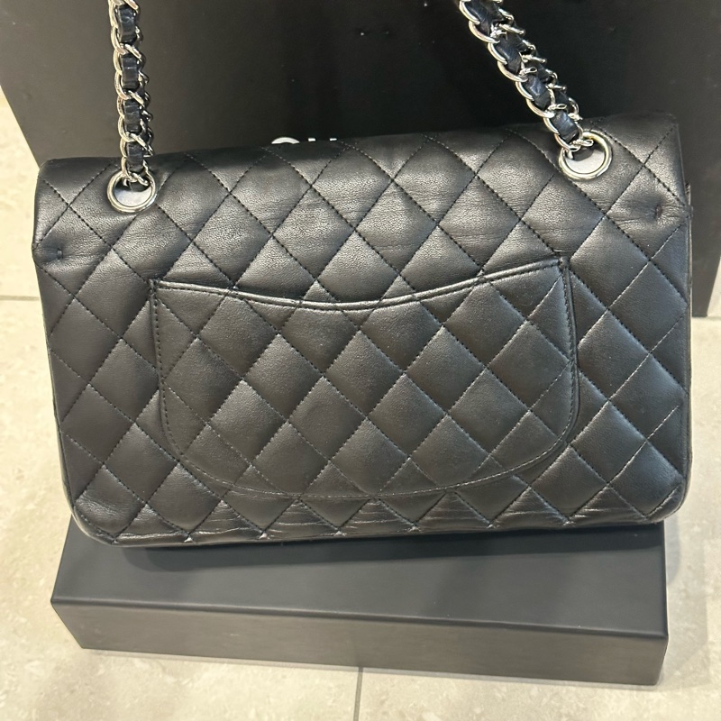 大全配🈶️購證❤️ 香奈兒 #黑銀 雙鍊雙蓋 經典cf25 #羊皮 #中號-18