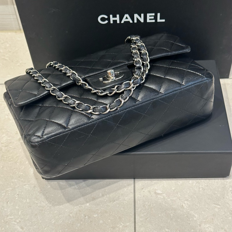 大全配🈶️購證❤️ 香奈兒 #黑銀 雙鍊雙蓋 經典cf25 #羊皮 #中號-25