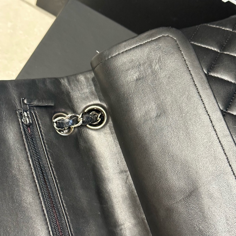 大全配🈶️購證❤️ 香奈兒 #黑銀 雙鍊雙蓋 經典cf25 #羊皮 #中號-36
