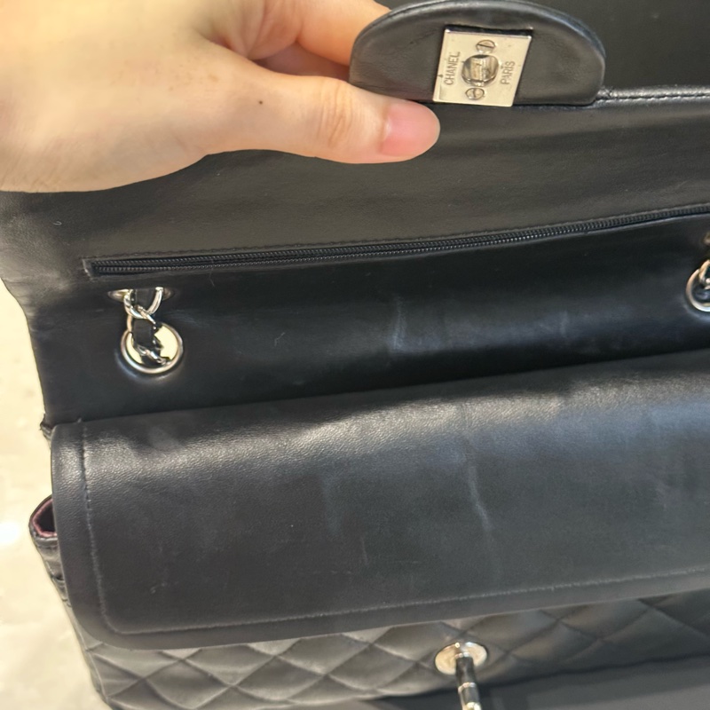 大全配🈶️購證❤️ 香奈兒 #黑銀 雙鍊雙蓋 經典cf25 #羊皮 #中號-38