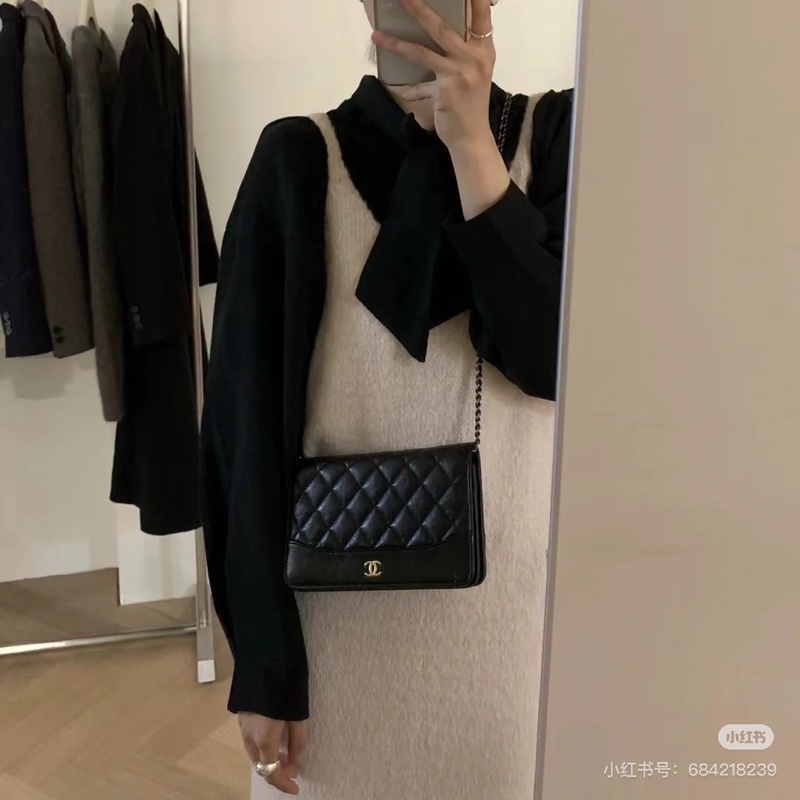 全新大全配🈶️購證❤️ 香奈兒 #黑金 #油臘牛皮 #流浪包 #woc-3