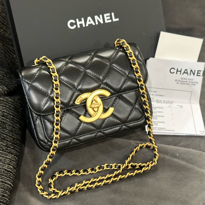 全新帶膜 全配🈶️24年購證❤️香奈兒 #大logo #黑金 #方胖子 #cf-6