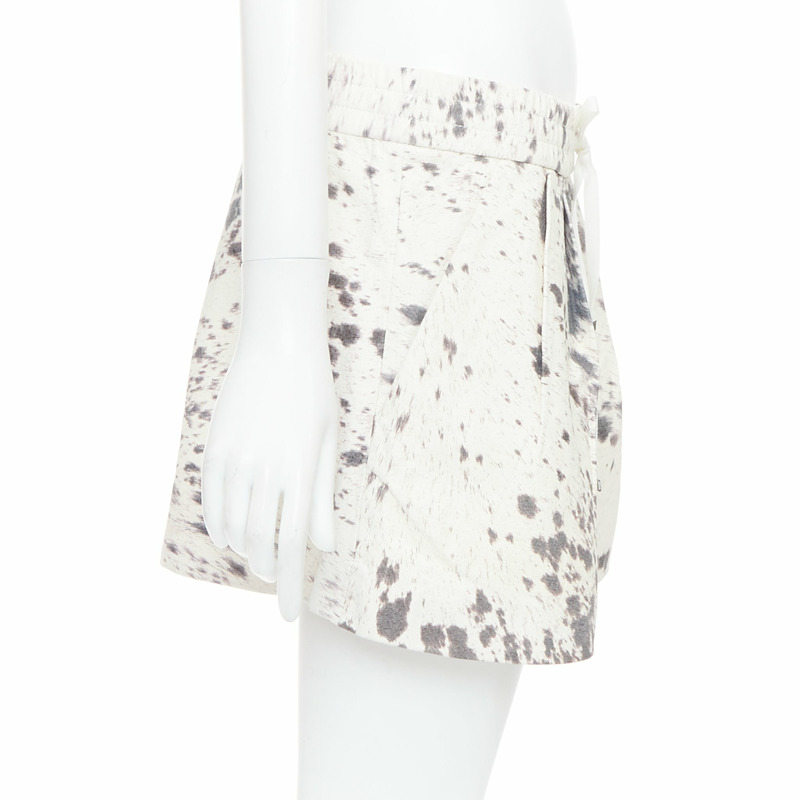 3.1 PHILLIP LIM cream pig leather cow print silk lined shorts US2 S-3