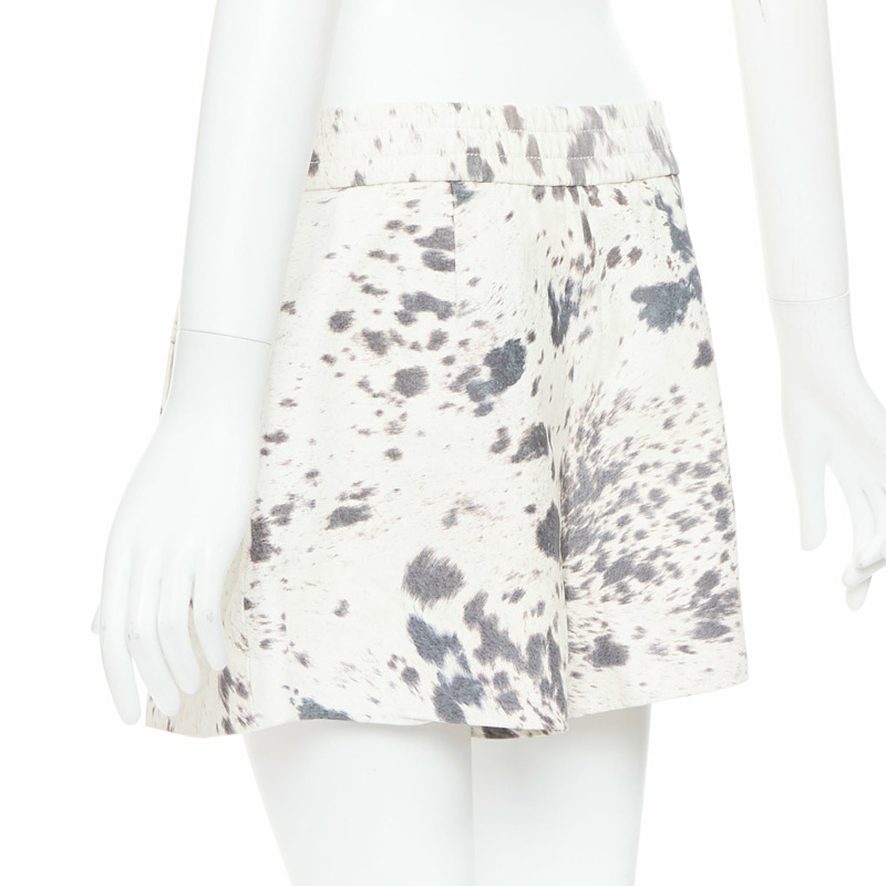 3.1 PHILLIP LIM cream pig leather cow print silk lined shorts US2 S-5