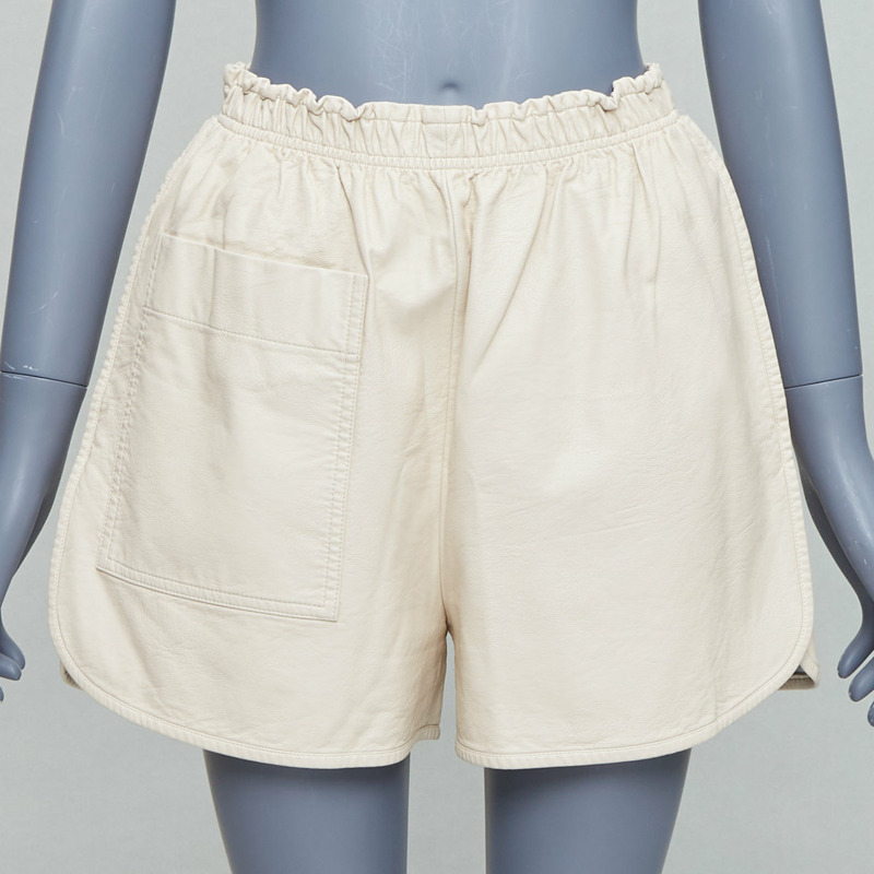 STELLA MCCARTNEY Skin Free Skin beige faux leather pocketed shorts  IT38 XS-0