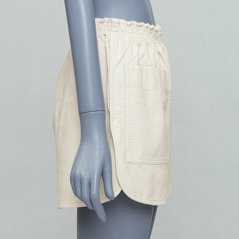 STELLA MCCARTNEY Skin Free Skin beige faux leather pocketed shorts  IT38 XS-3