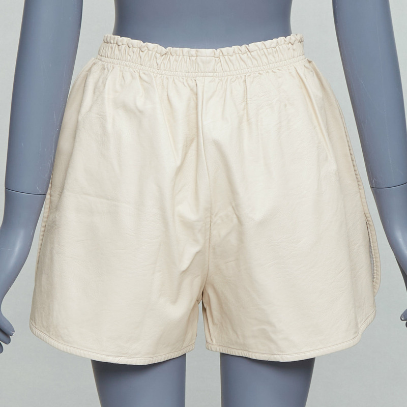 STELLA MCCARTNEY Skin Free Skin beige faux leather pocketed shorts  IT38 XS-4