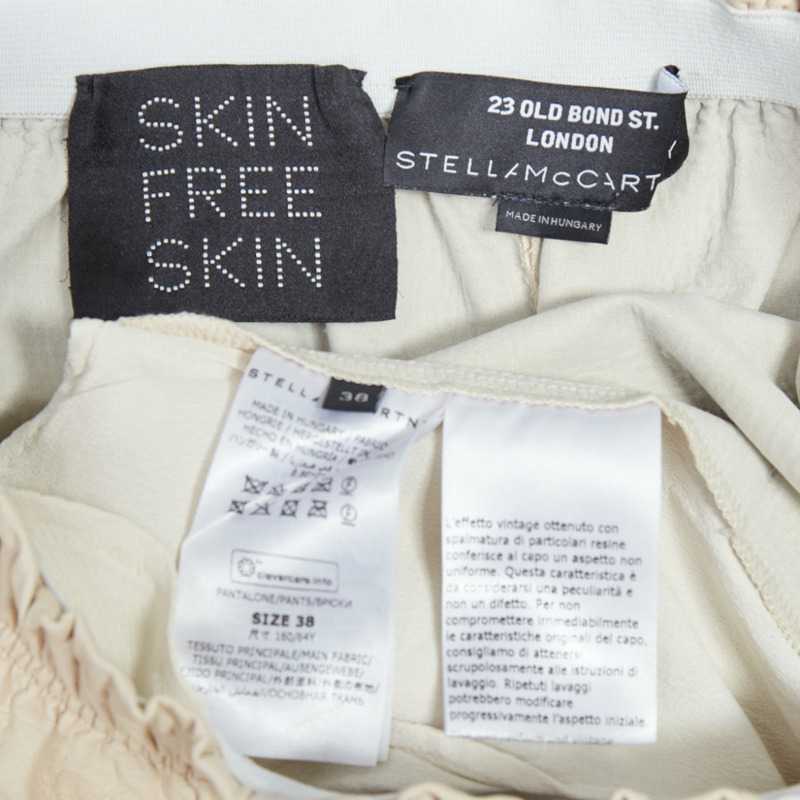 STELLA MCCARTNEY Skin Free Skin beige faux leather pocketed shorts  IT38 XS-7