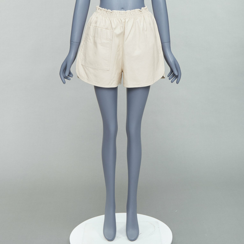 STELLA MCCARTNEY Skin Free Skin beige faux leather pocketed shorts  IT38 XS-8