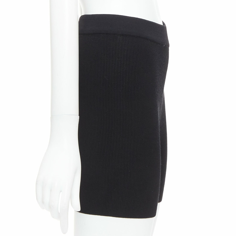 JACQUEMUS black viscose blend minimal knitted cyclist shorts FR36 S-3