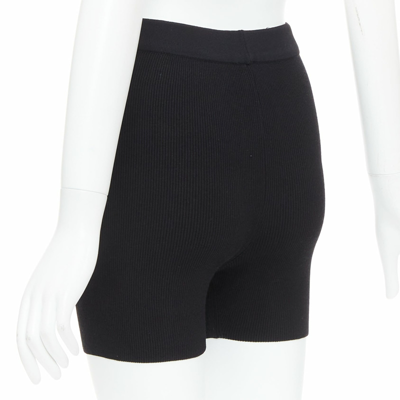 JACQUEMUS black viscose blend minimal knitted cyclist shorts FR36 S-5