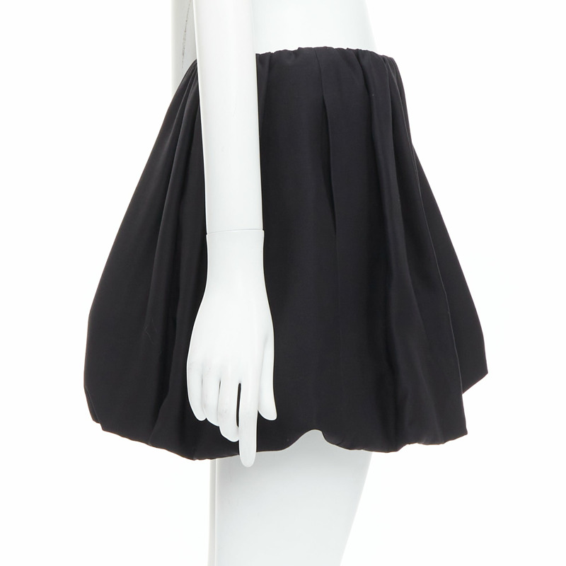 VALENTINO 2023 black crepe couture silk puff ball bubble skirt IT38 XS-3