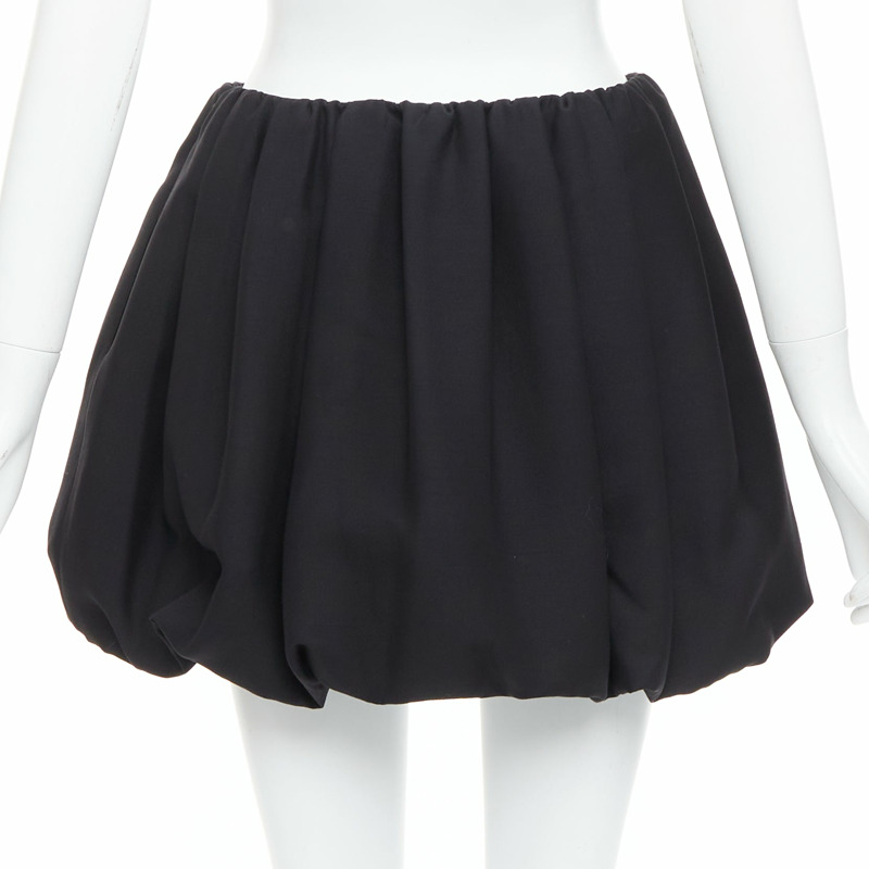 VALENTINO 2023 black crepe couture silk puff ball bubble skirt IT38 XS-4