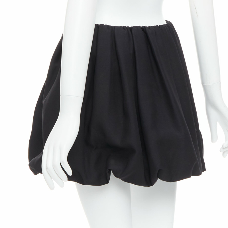 VALENTINO 2023 black crepe couture silk puff ball bubble skirt IT38 XS-5